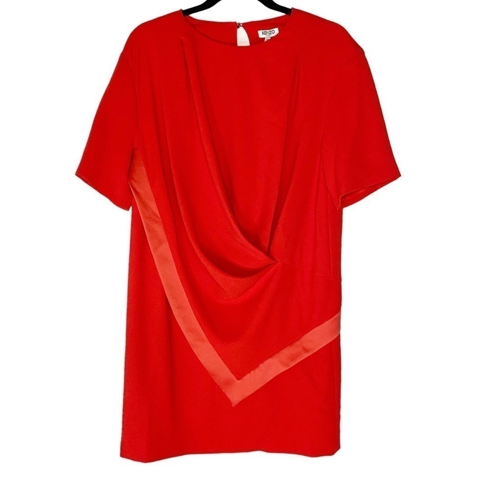 Kenzo Paris Red Drape Sheath Dress FR‎ 38 US Small 6